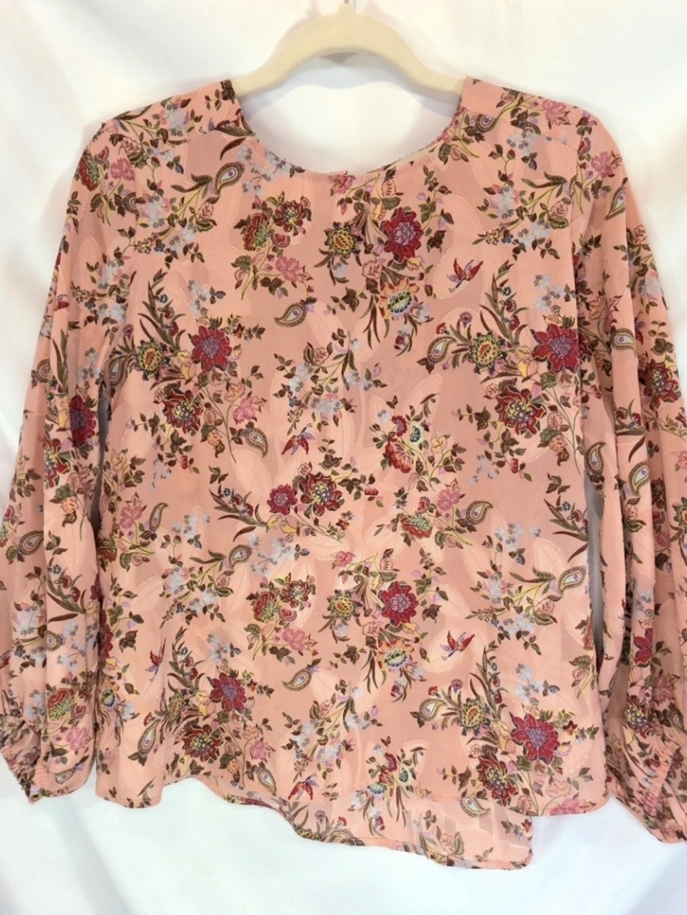LOFT Cottagecore Fairy Peplum Balloon Sleeve Blouse Floral Chiffon Petites MP